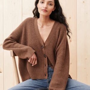 Jenni Kayne Cropped Cocoon Cashmere Cardigan Nutmeg